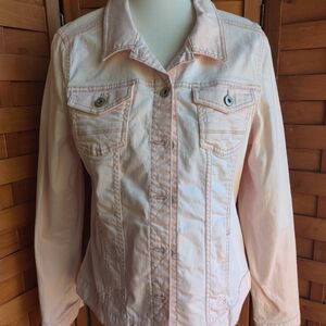Ruff Hewn Pastel Pale Pink Cotton Colored Stretch Jean Jacket  Womens Size L